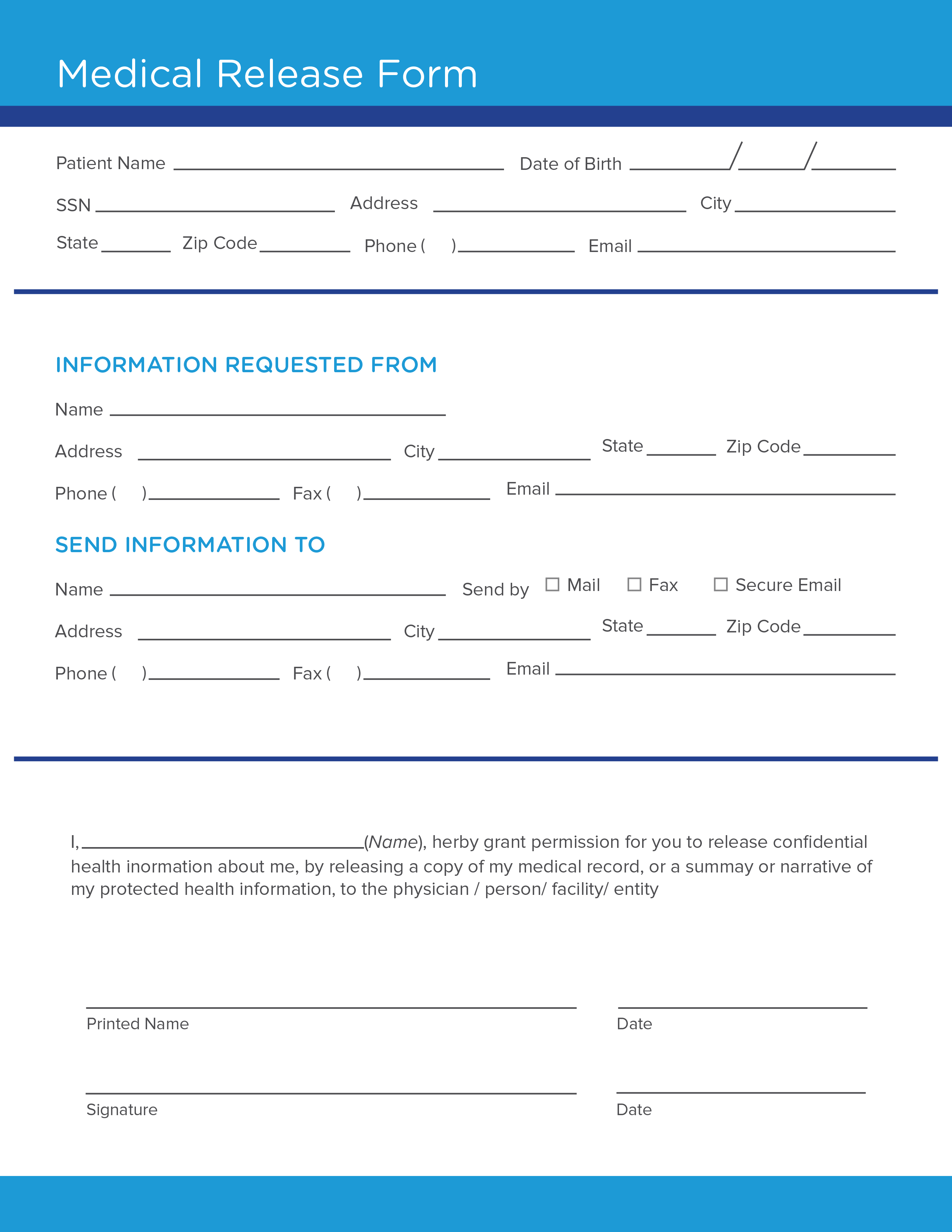 Free Medical Release Form Printable Printable Forms Free Online