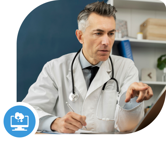 Male Doctor Using Laptop
