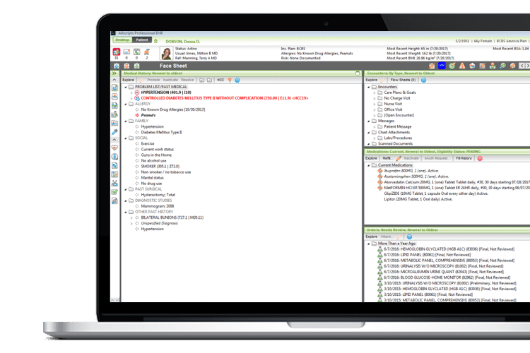 Allscripts EHR Screen