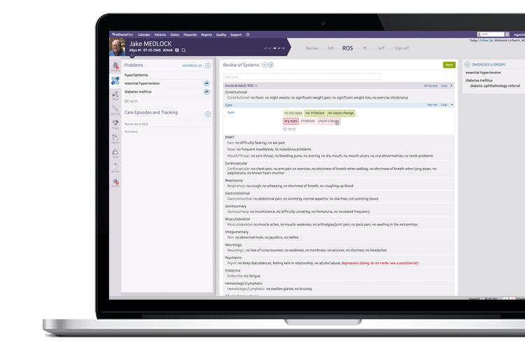 Athenahealth EHR Screen