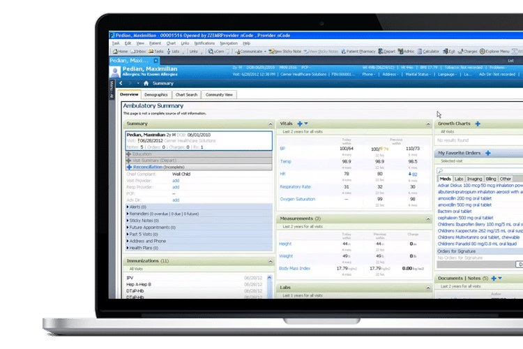 Cerner EHR Screen