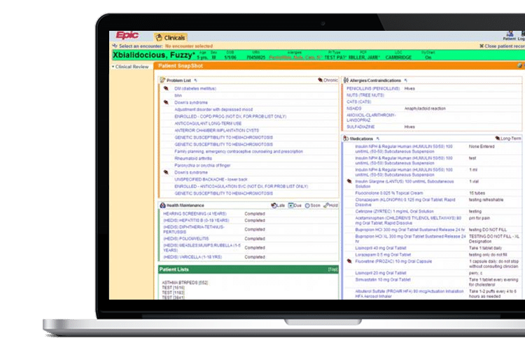 Epic EHR Screen