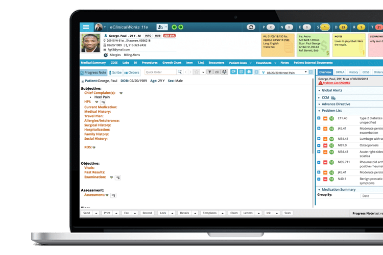 eClinicalworks EHR Screen